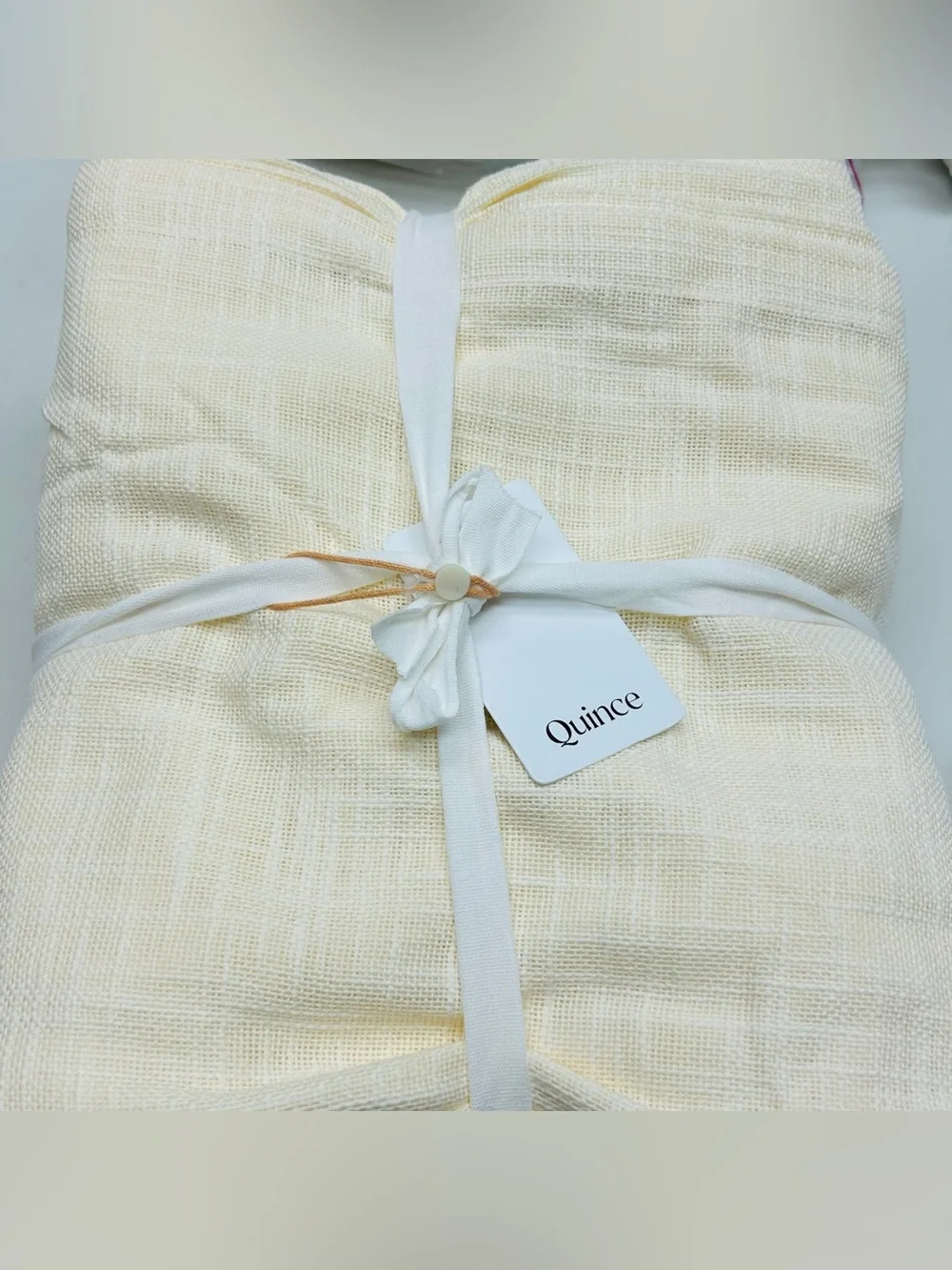 NWT QUINCE Set Of 2 48x96 Cotton Sheer Curtains Ivory 9320